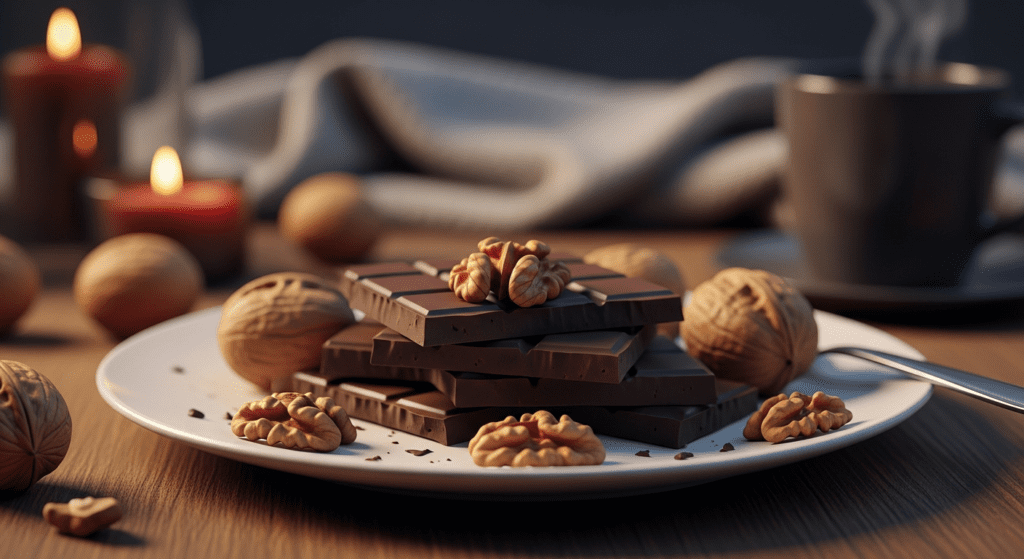 dark chocolate walnuts evening dessert snack sleep friendly adults