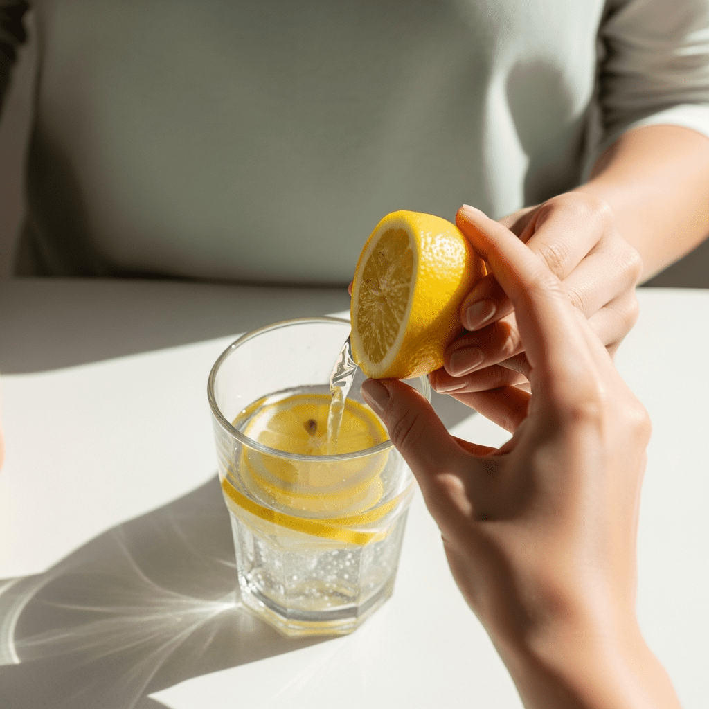 lemon water morning routine hydration glass
