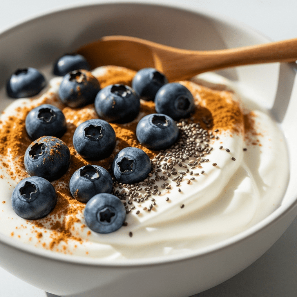 Greek yogurt breakfast blueberries protein morning