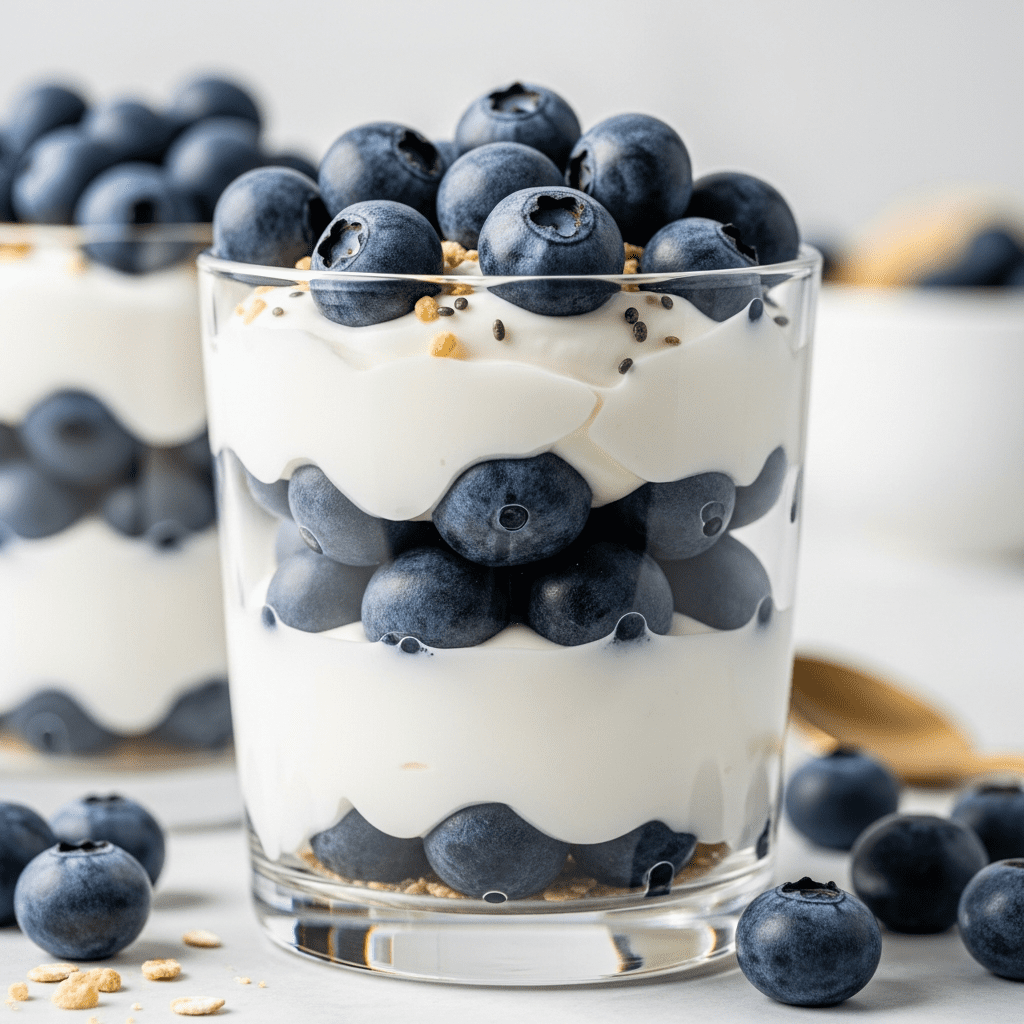 healthy snacks for weight loss greek yogurt parfait blueberries chia seeds cinnamon morning kitchen