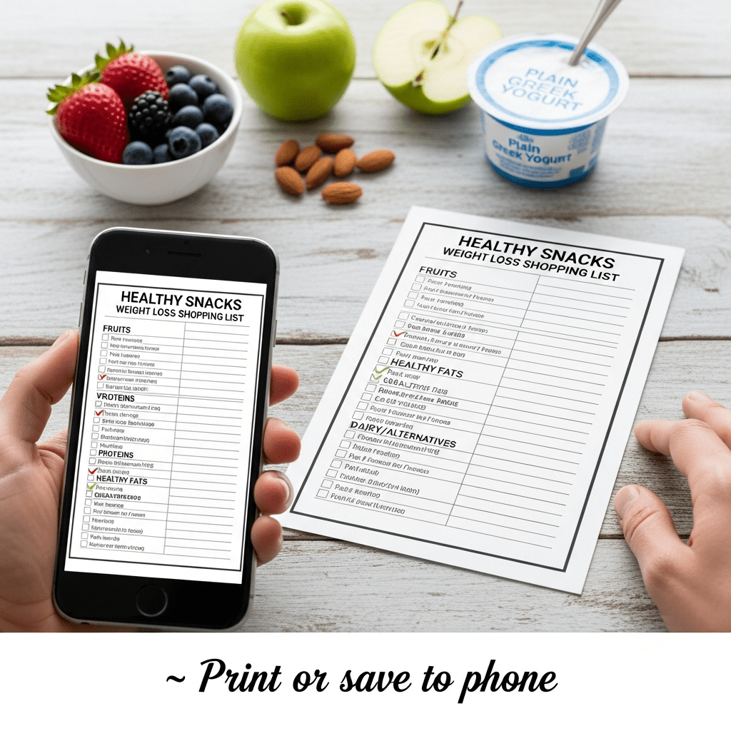 healthy snacks weight loss shopping list printable checklist walmart receipt