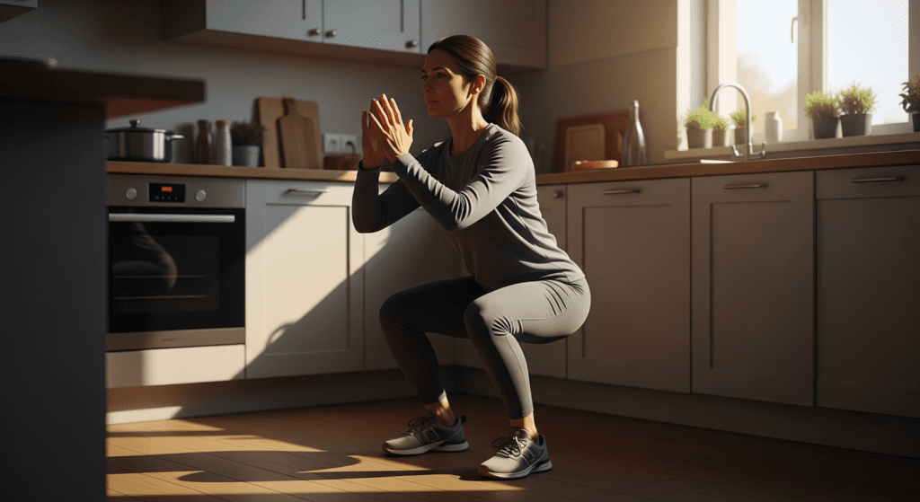 busy adult stairs workout office routine