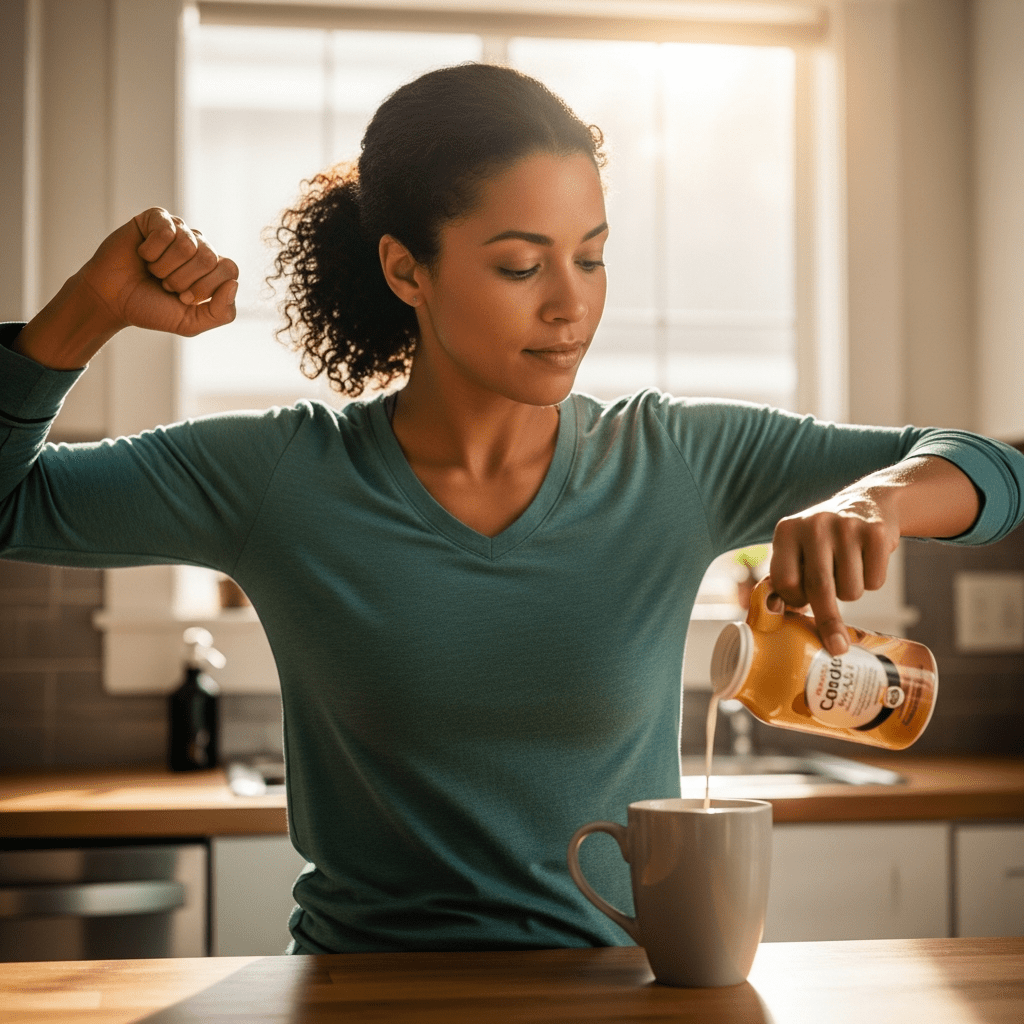 morning shoulder rolls coffee stretch routine