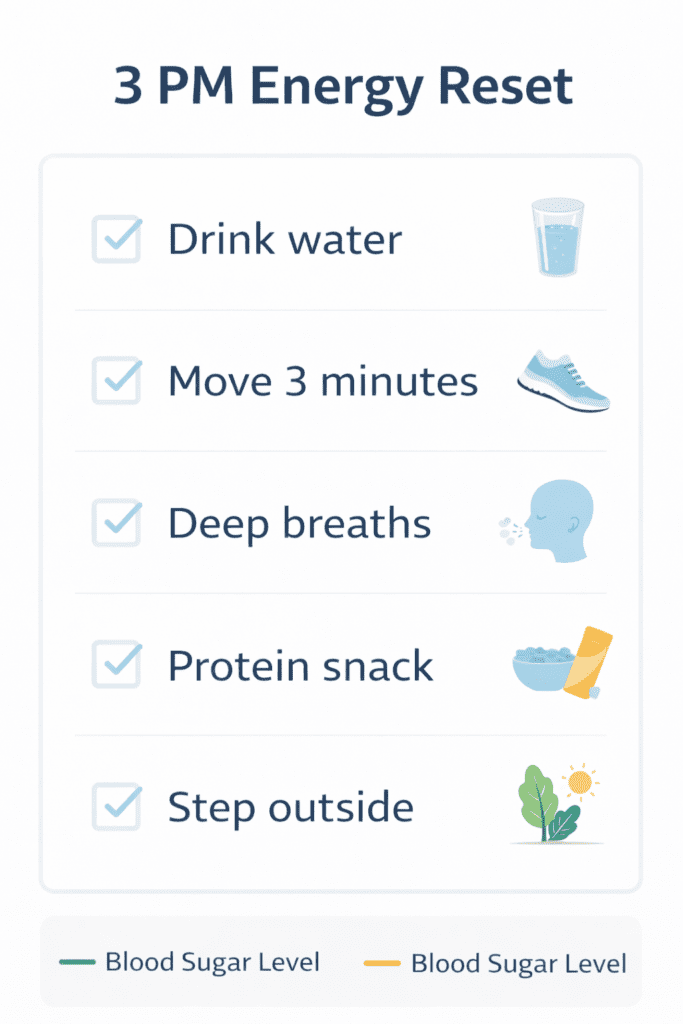 3 PM energy reset checklist