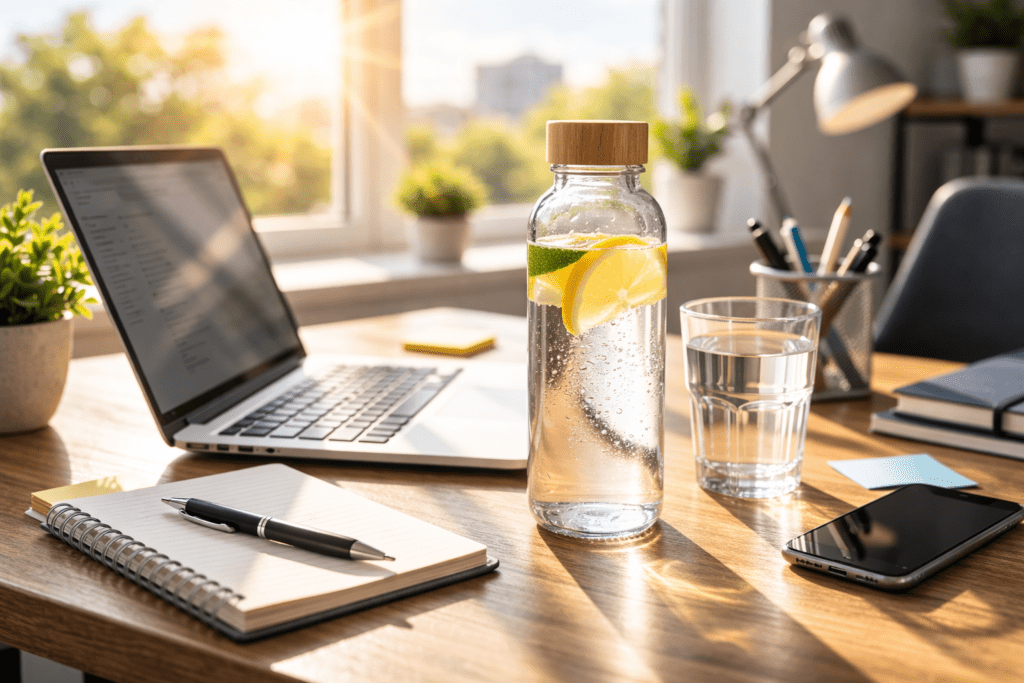Drinking water to prevent afternoon fatigue and dehydration