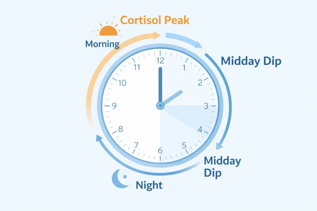 Circadian rhythm chart showing natural afternoon energy dip