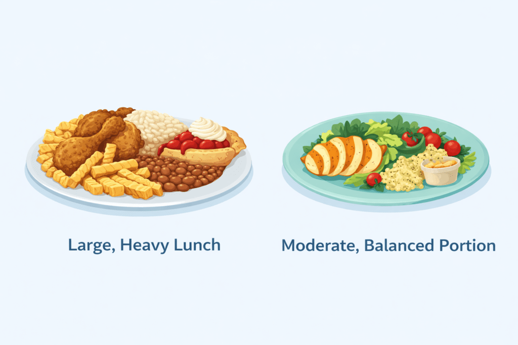 Comparison of large meal and balanced meal affecting post-meal sleepiness