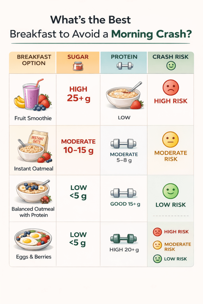 Comparison of breakfast types and their impact on blood sugar stability