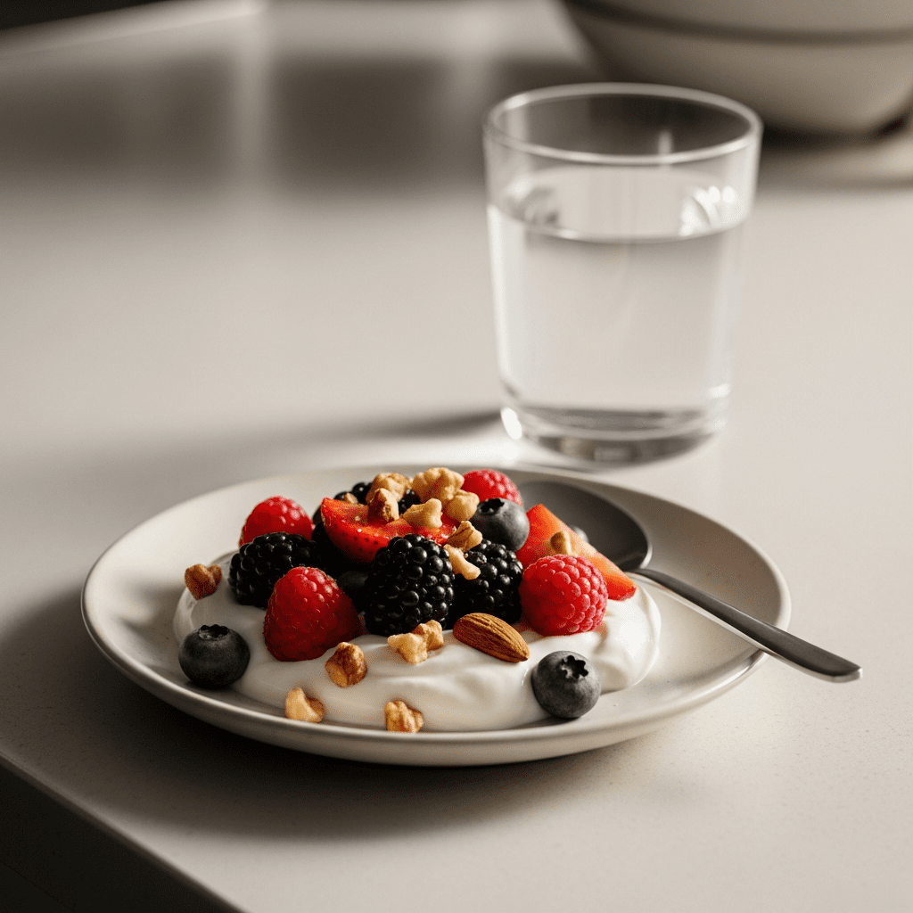 Simple healthy evening snack on a plate to support a low-stress bedtime routine