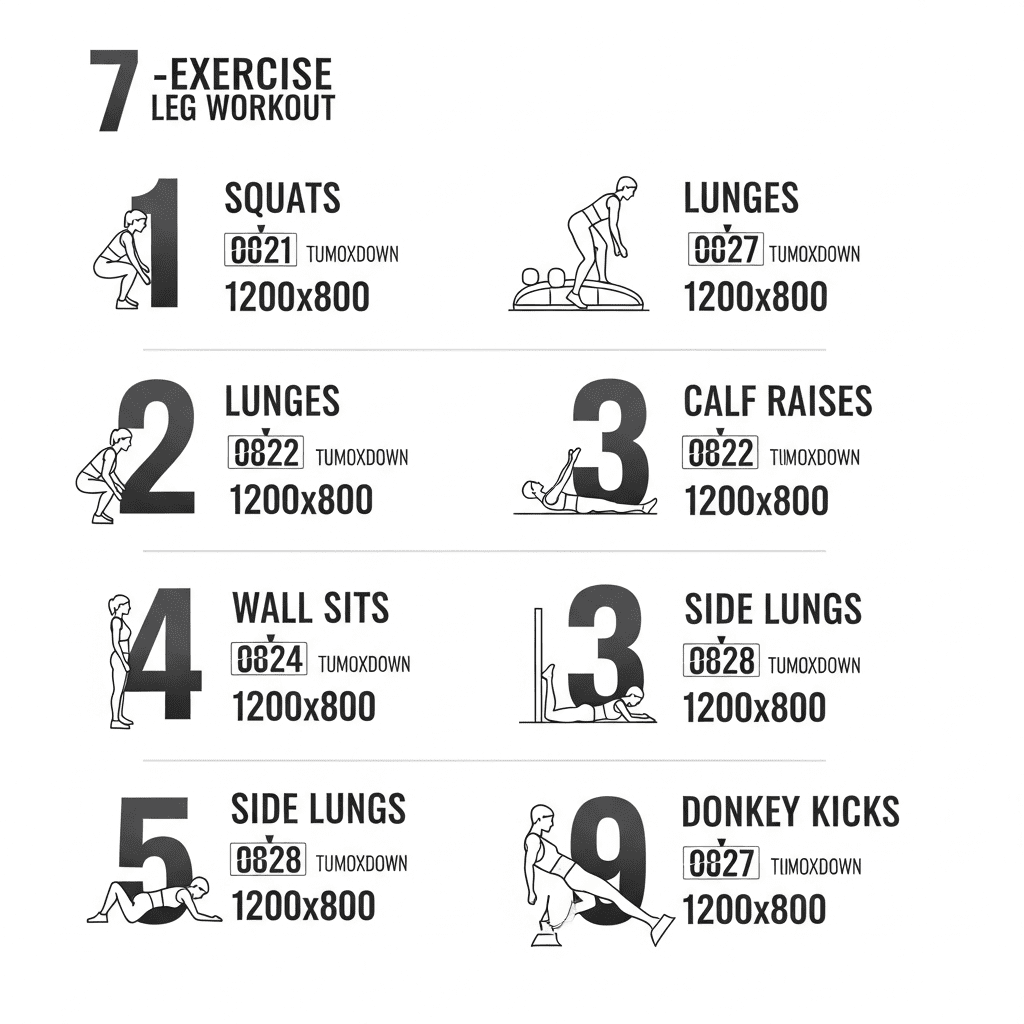 10-minute no-equipment leg workout circuit with 7 exercises