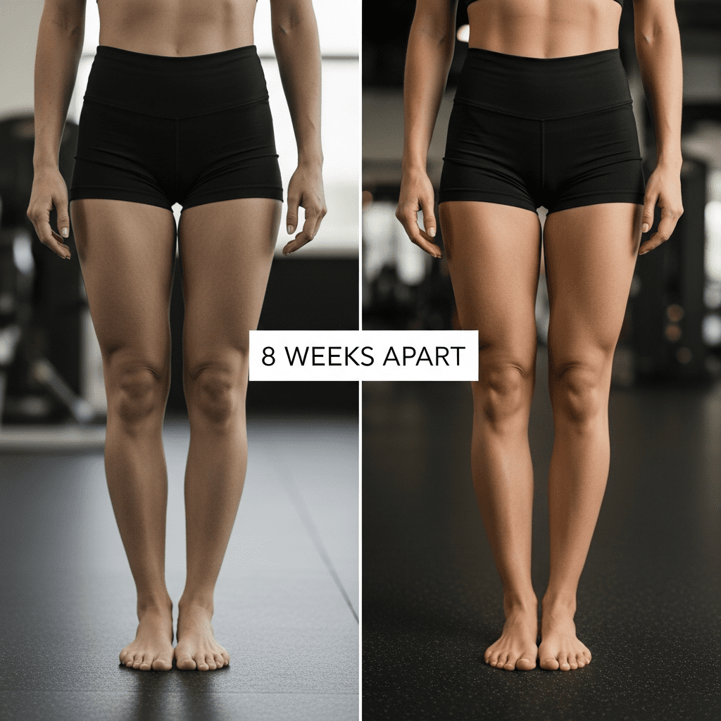 Leg transformation results from 10-minute home workouts