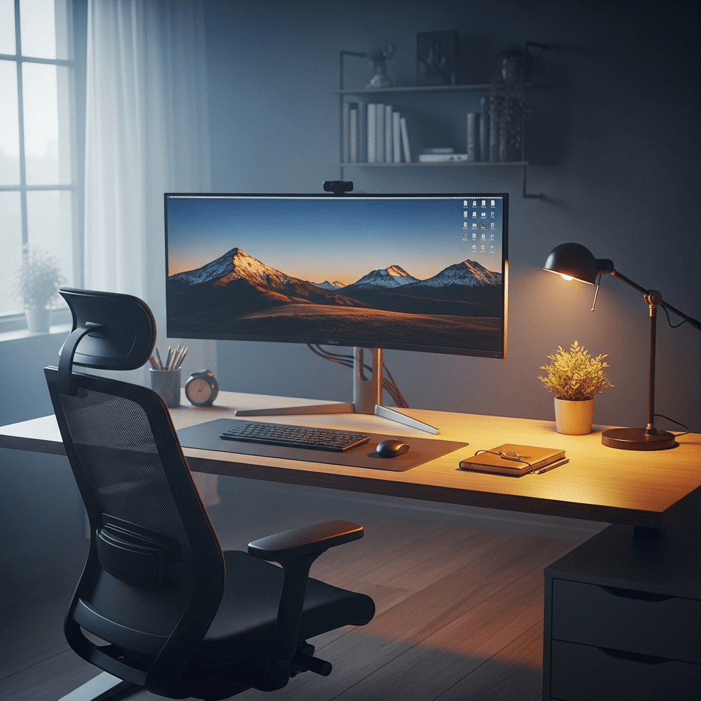 Proper computer desk setup to reduce eye strain