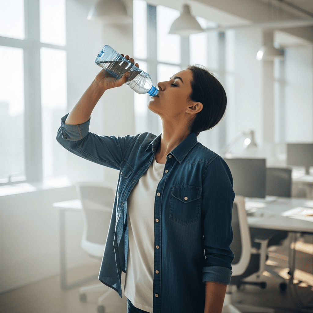 Taking micro-breaks and staying hydrated during screen work