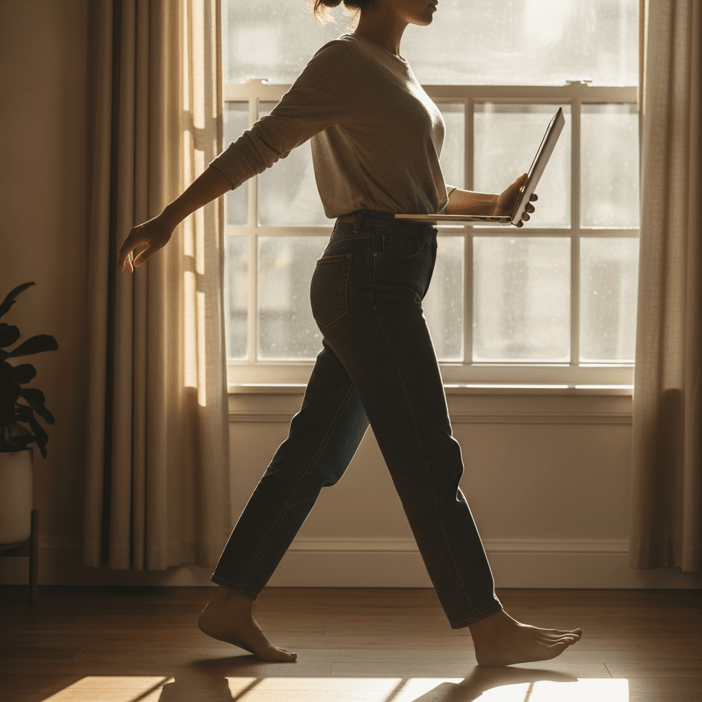 Person doing morning stretches to boost energy and alertness.