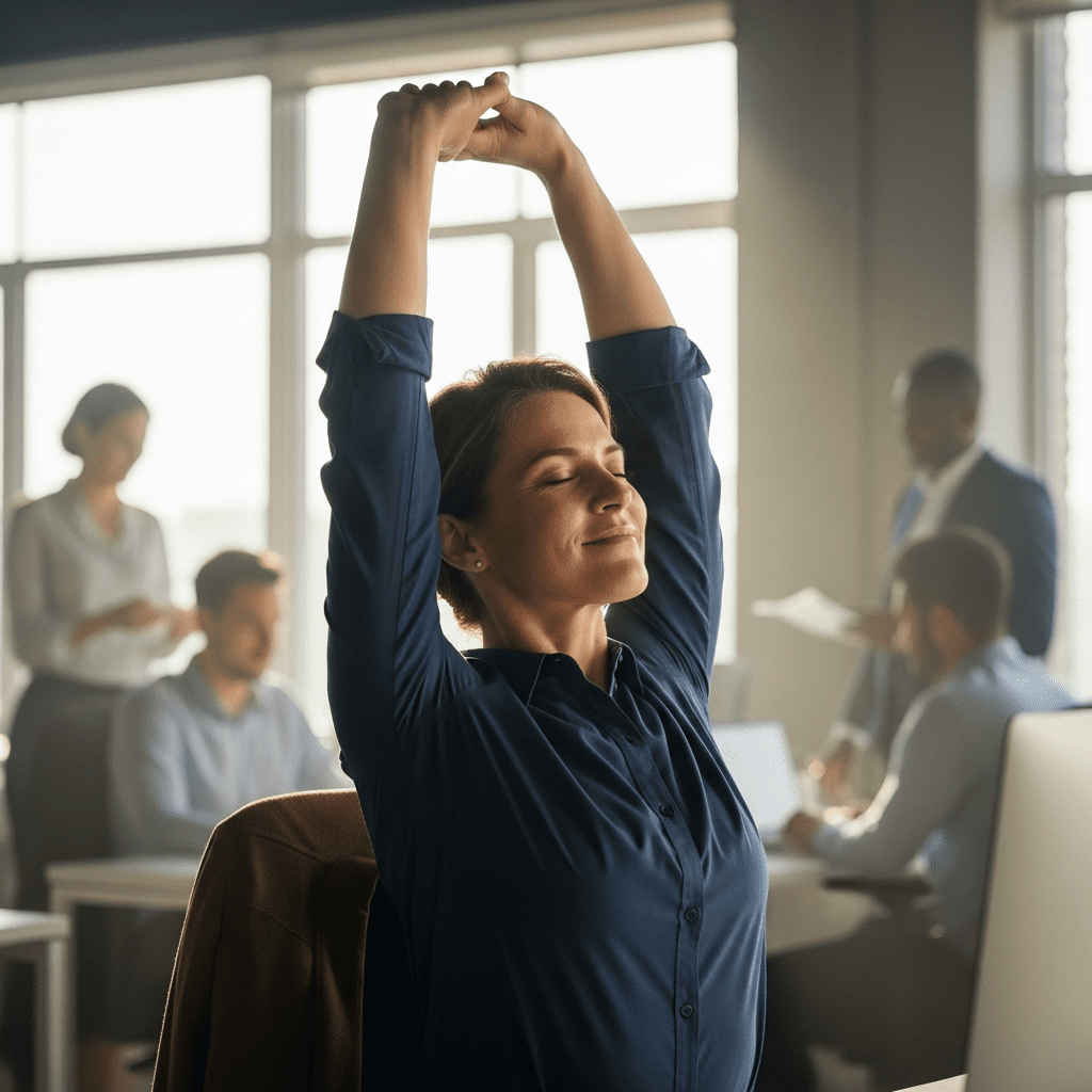 Taking short movement breaks at work to restore energy and focus.