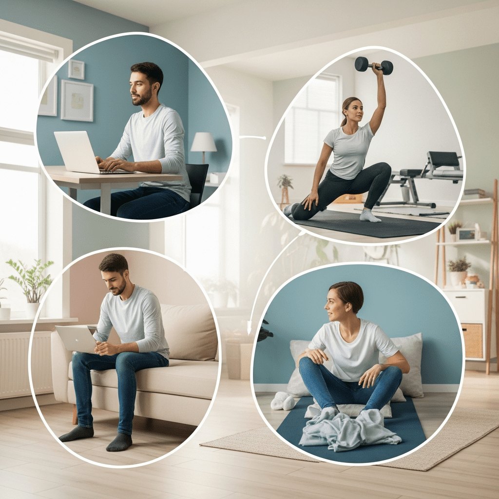 Illustration representing long-term benefits of daily mental reset habits on energy and well-being.