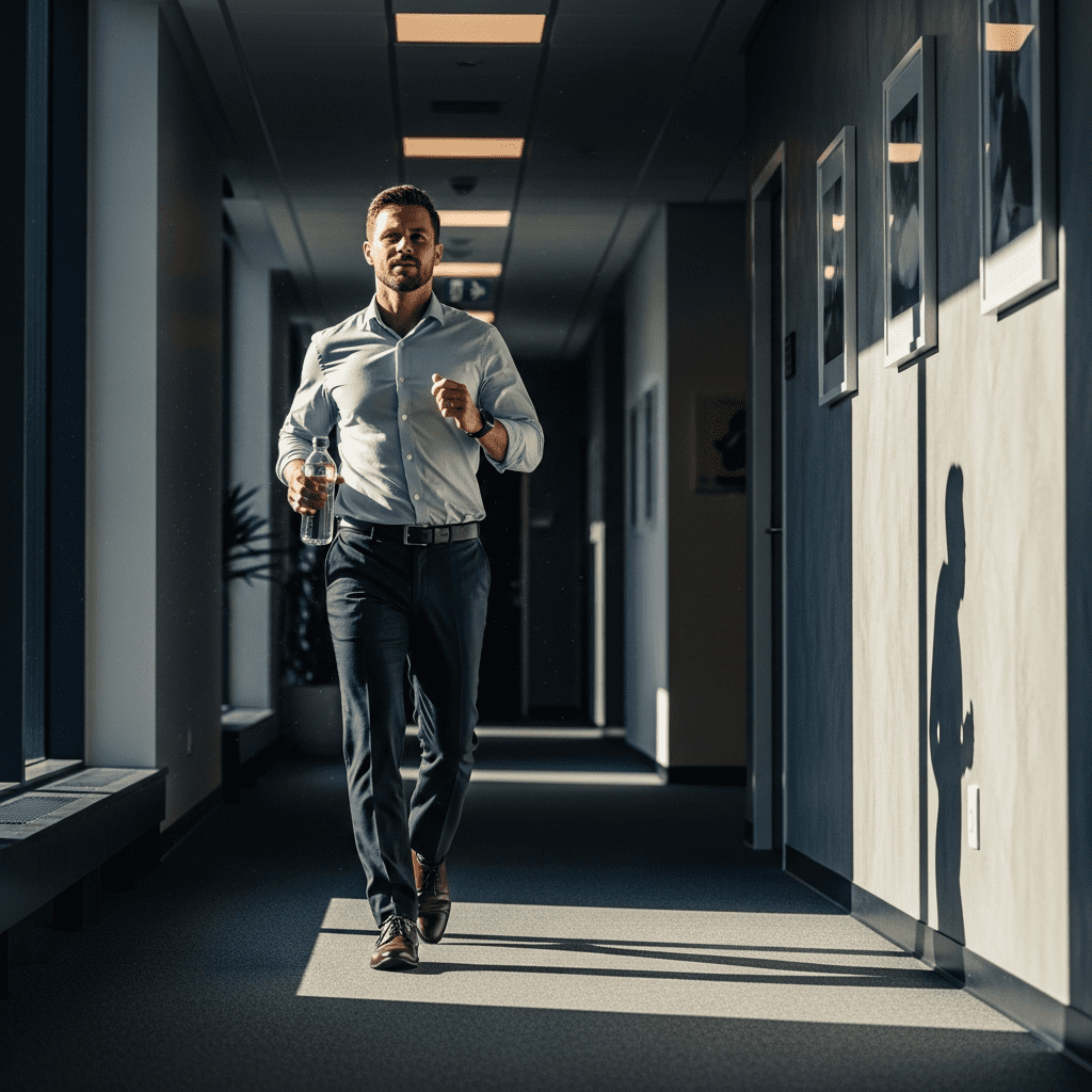 Worker walking after lunch to avoid post-lunch fatigue