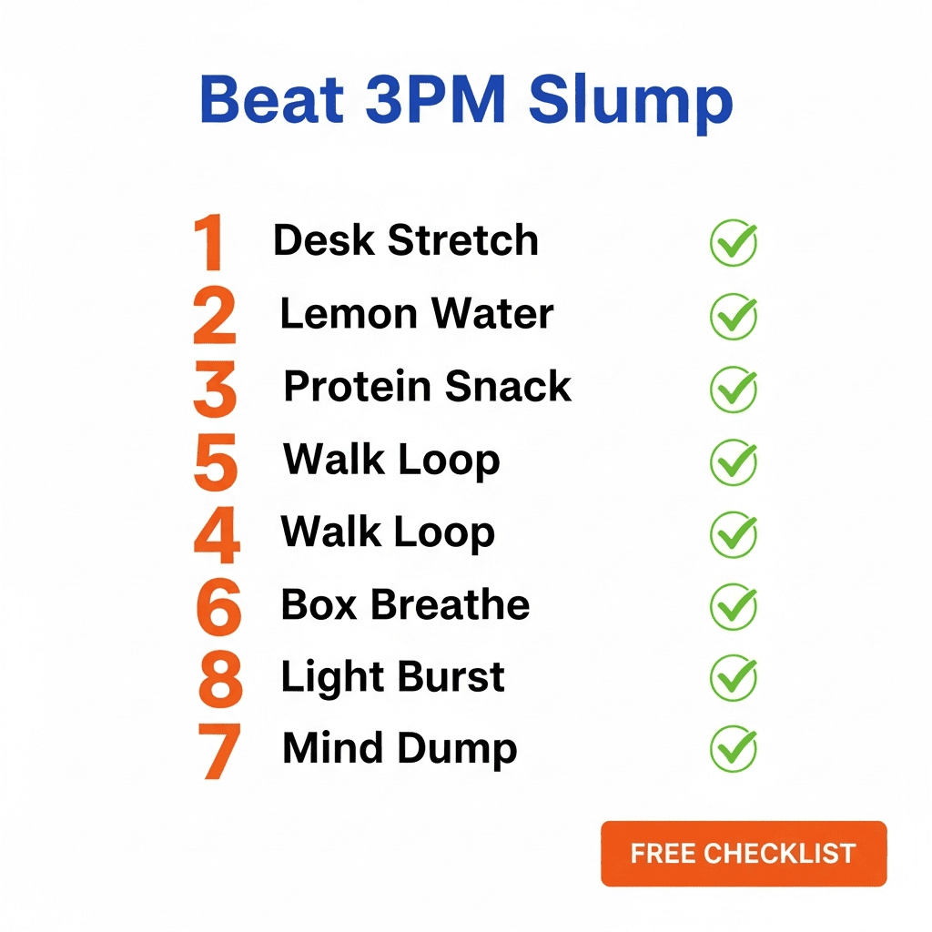 7 midday healthy habits busy adults infographic - beat afternoon