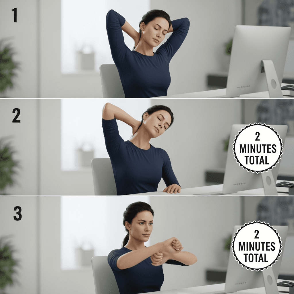 2 minute desk stretch routine busy adults office