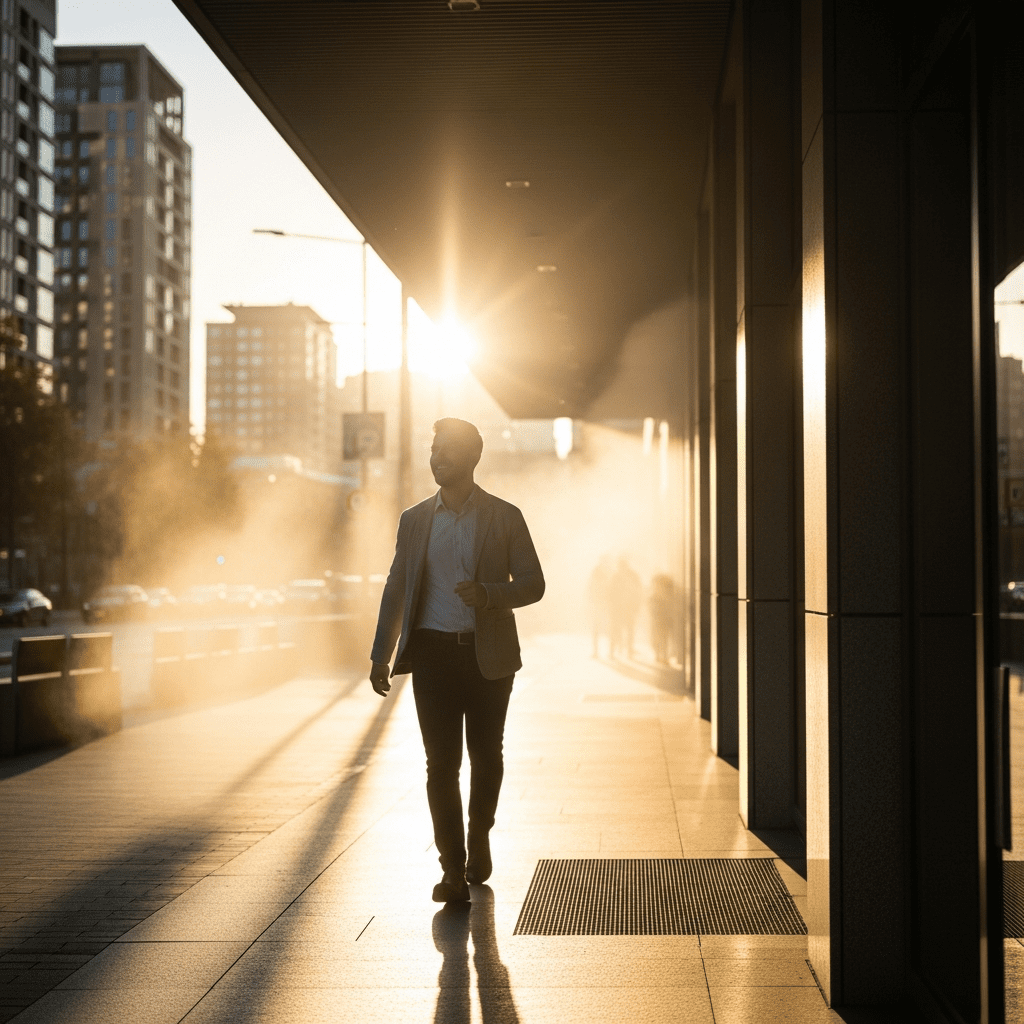 Stepping outside for sunlight to improve afternoon energy