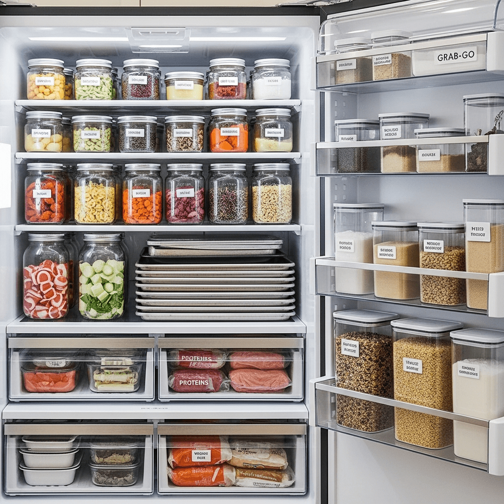 batch meal prep fridge organization office workers