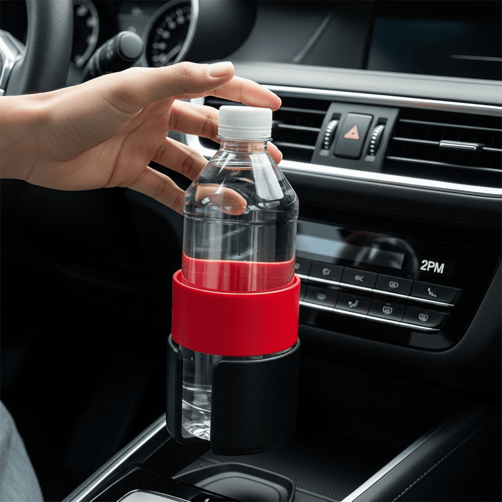 car console hydration tracking red tape busy adults