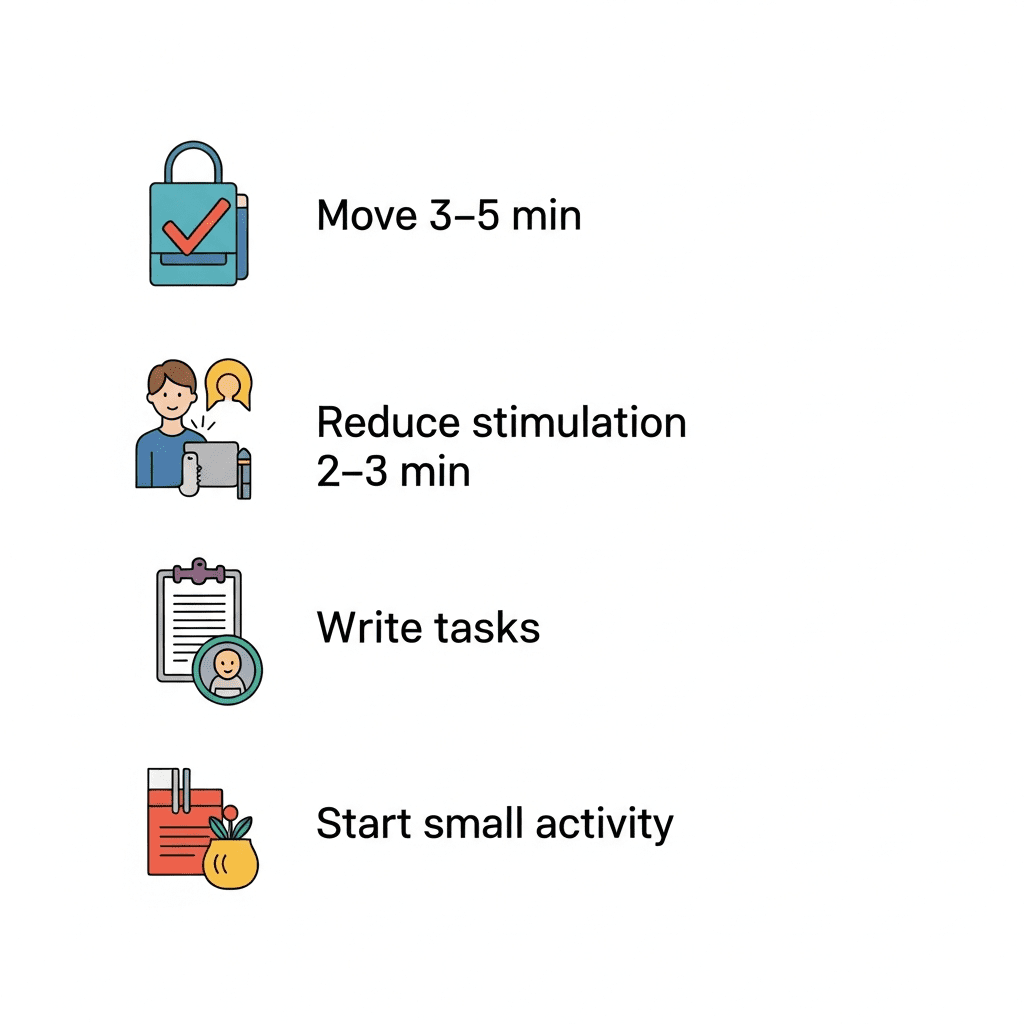 Actionable mental reset checklist for after work routine.