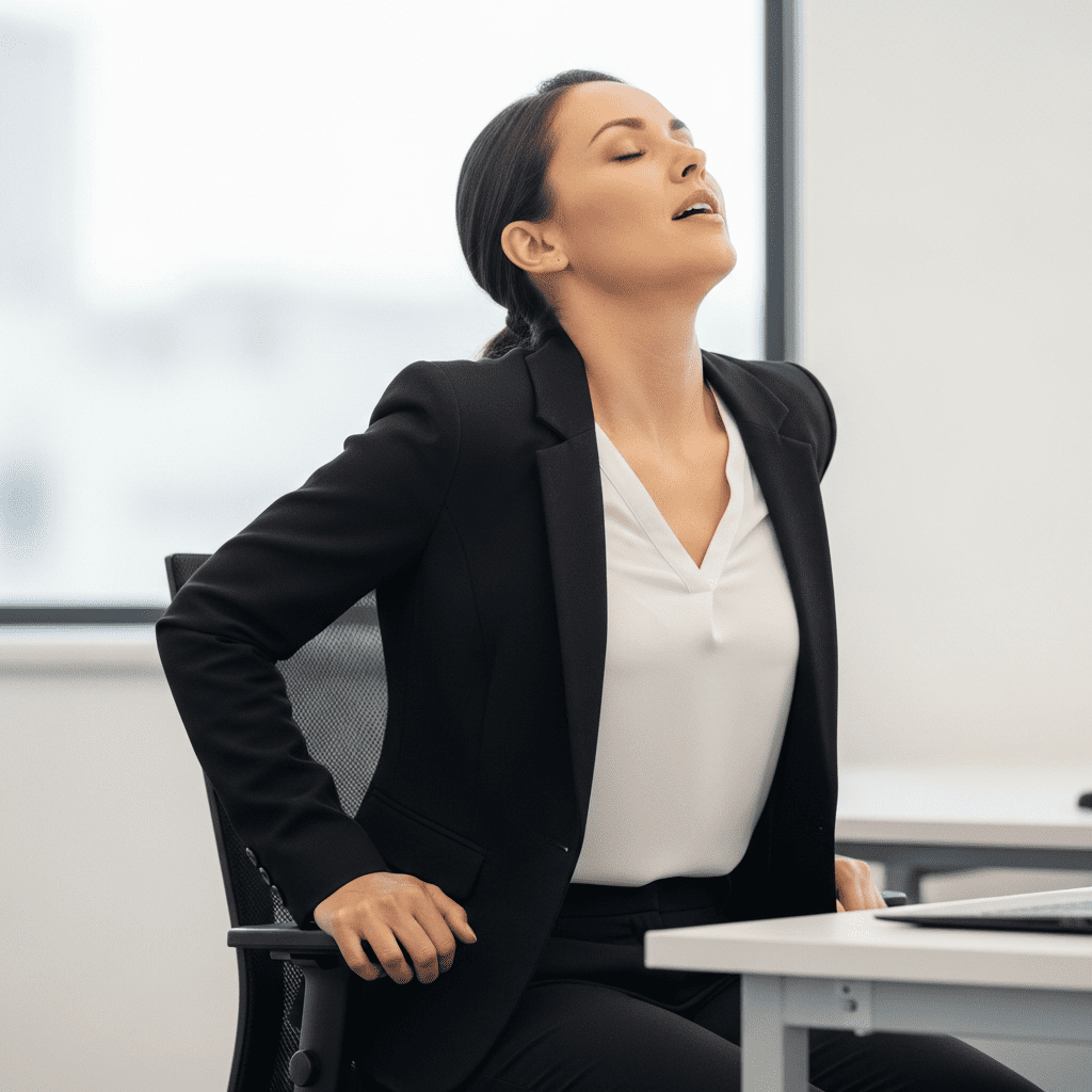 chair edge lean-back breathing exercise office workers