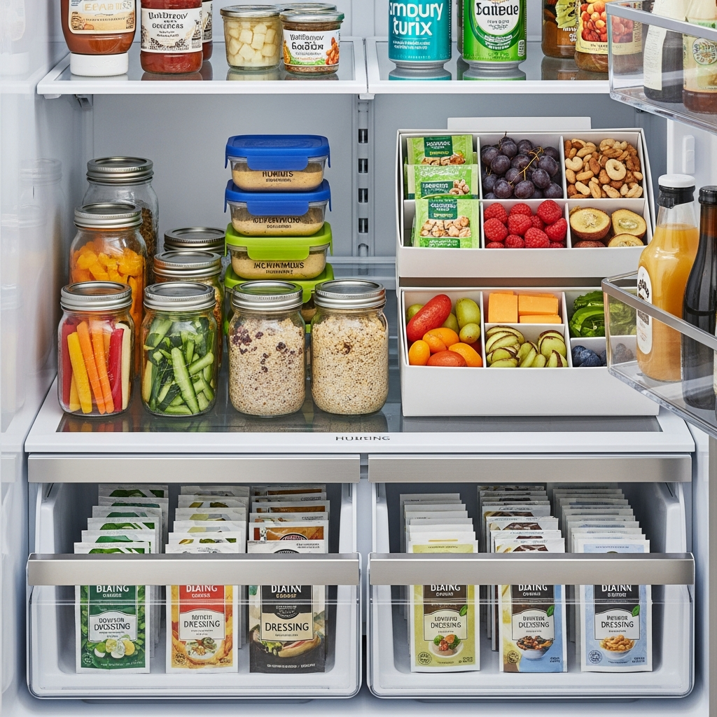 quick lunch prep fridge organization office workers
