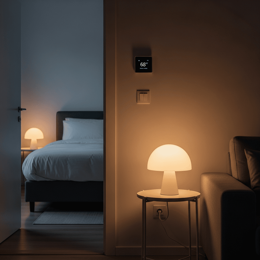  Warm lamp lighting for evening wind-down routine