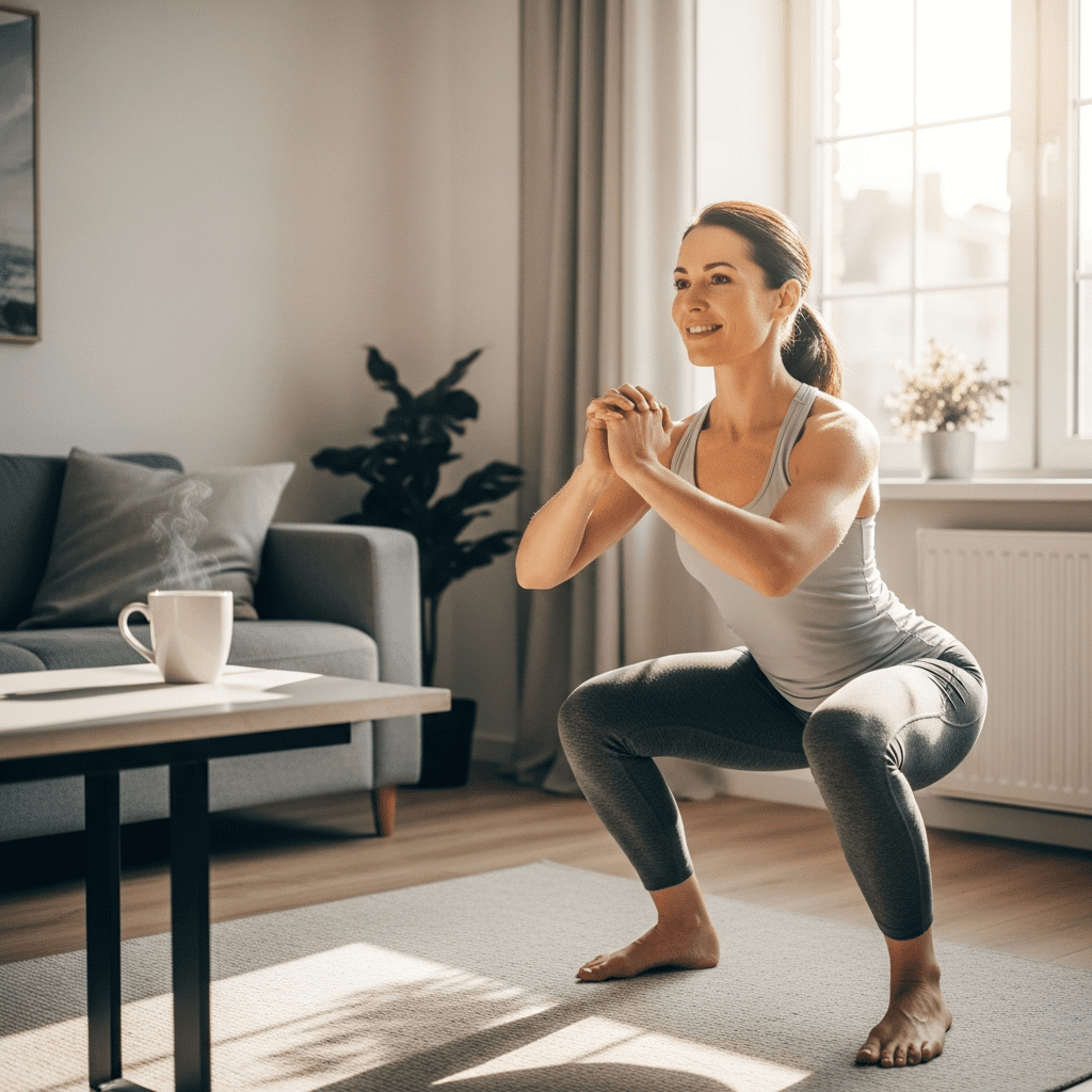 Busy mom doing 10-minute no-equipment leg workouts at home