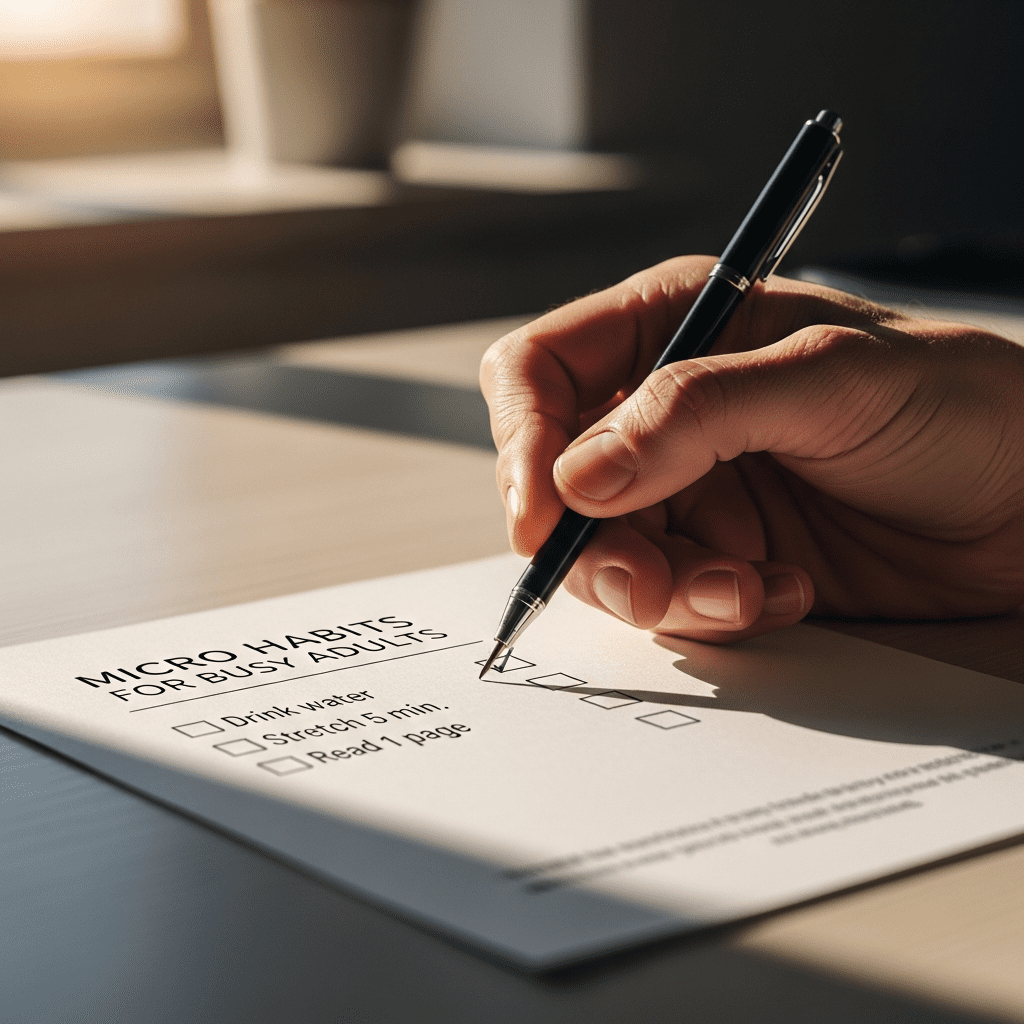 Checklist of micro habits for habit stacking.