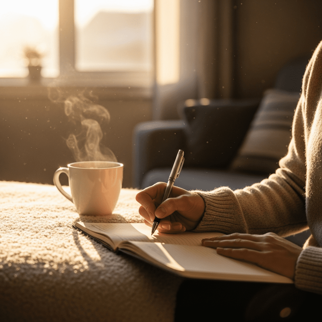 Morning gratitude journaling for mindfulness and stress reduction