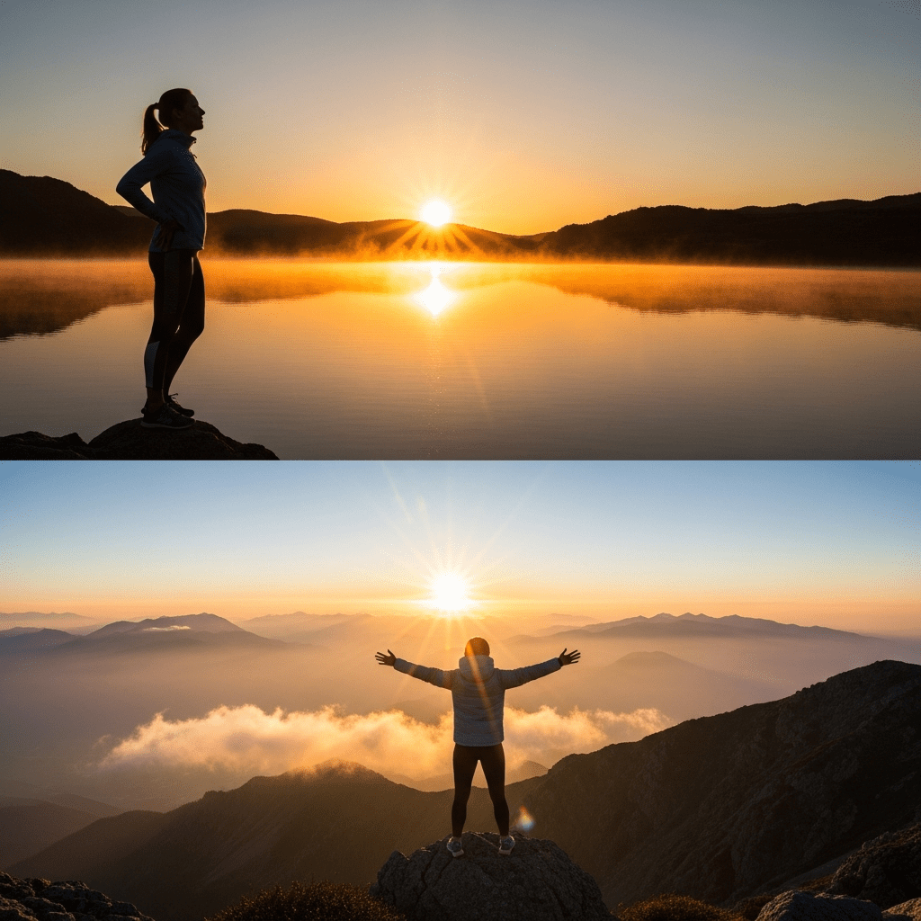 Busy adult completing habit stacking routine successfully.