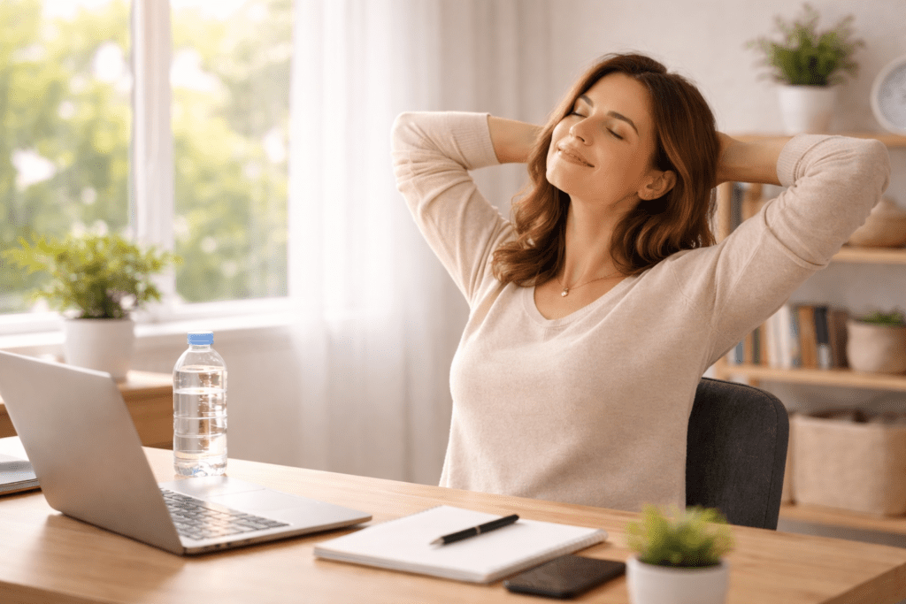 Professional finishing the day with steady energy and mental clarity