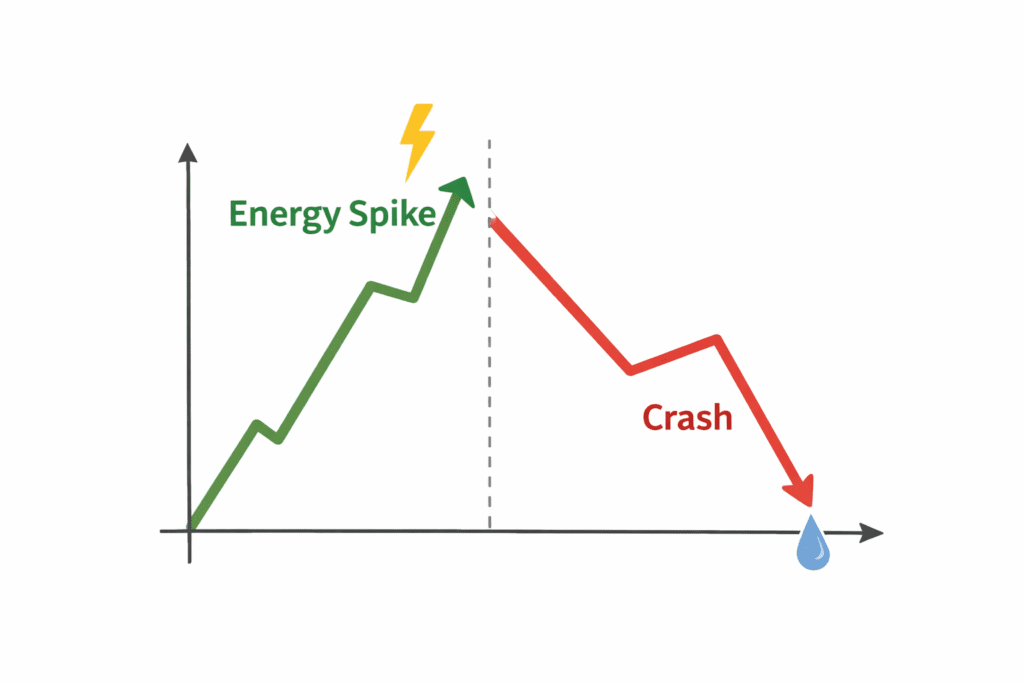 blood sugar spike and crash after eating carbs diagram