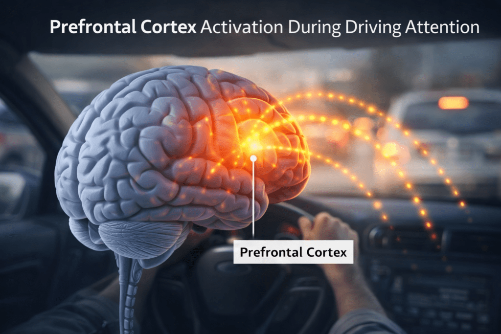 Prefrontal cortex activity during sustained driving attention
