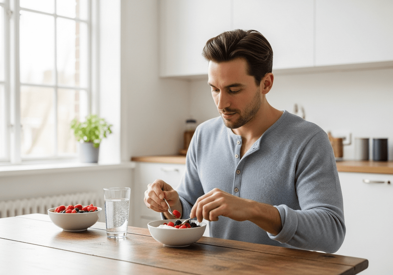 Preparing a healthy snack as part of a daily wellness routine