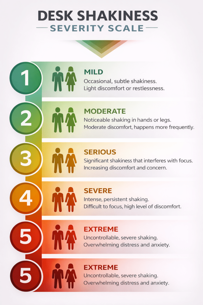 Shakiness severity scale for prolonged sitting desk workers 5 levels