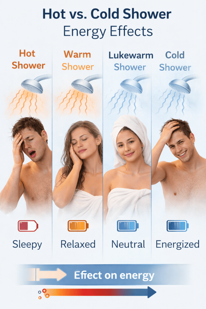comparison of hot shower vs cold shower effects on energy