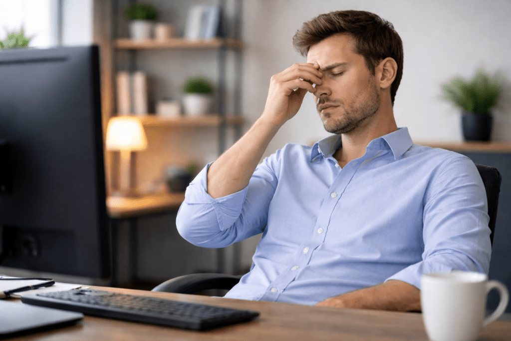 tired office worker after long screen work