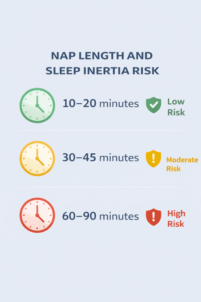 infographic showing nap length and grogginess risk