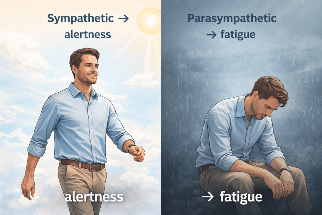 diagram showing how the nervous system influences sudden fatigue