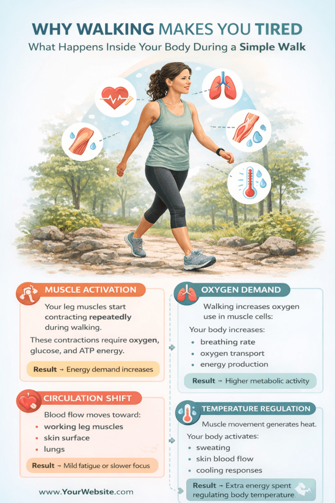 infographic showing the hidden reasons people feel tired after walking outside