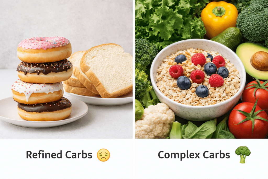 refined carbs vs complex carbs impact on energy levels