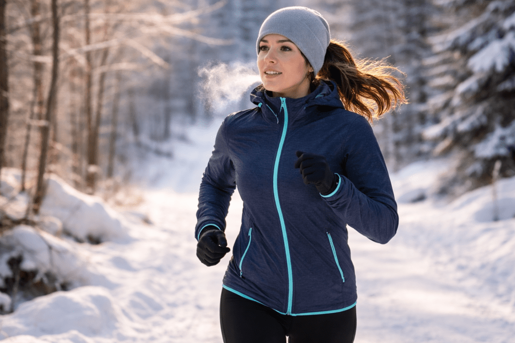 person running outside in cold winter weather