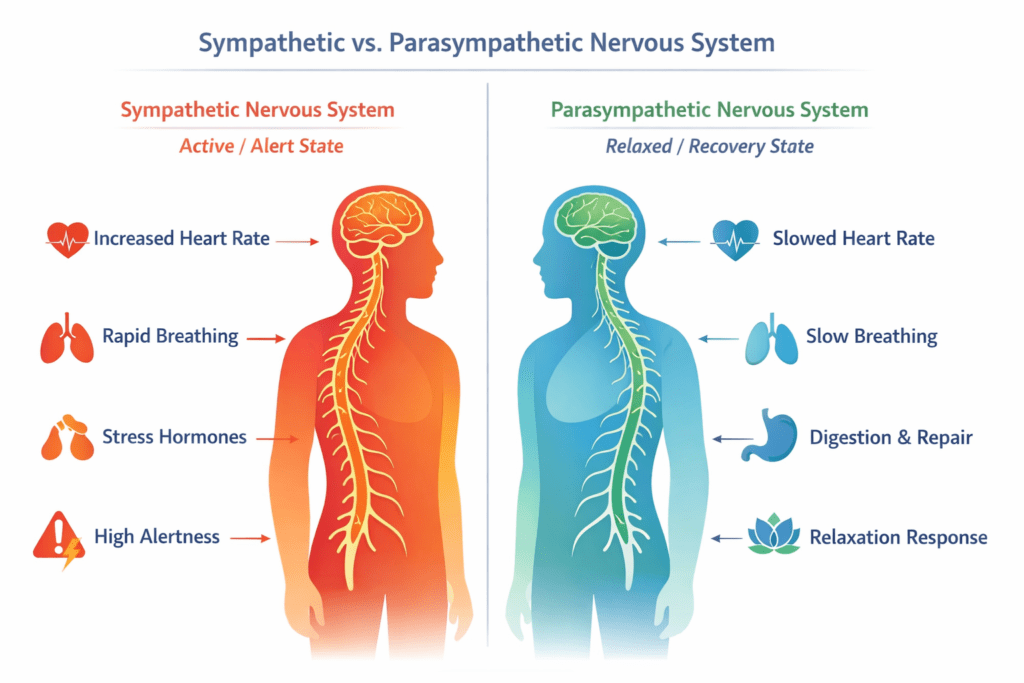 sympathetic vs parasympathetic nervous system during social interaction diagram