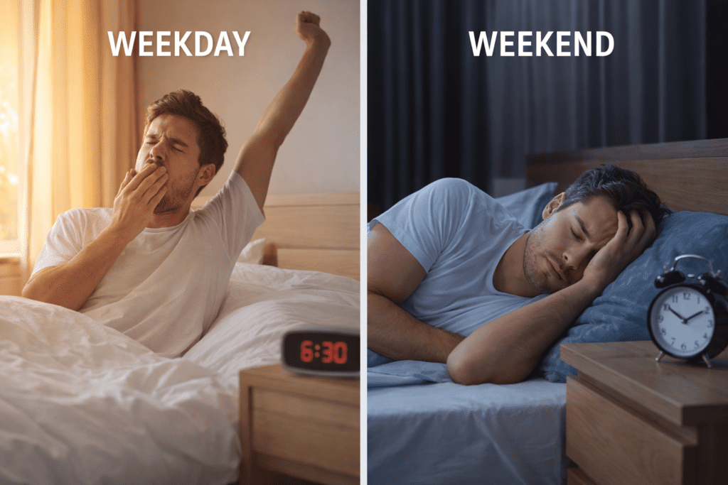 difference between weekday and weekend sleep schedule