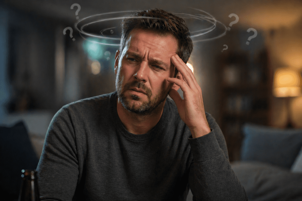 man experiencing brain slowdown after alcohol