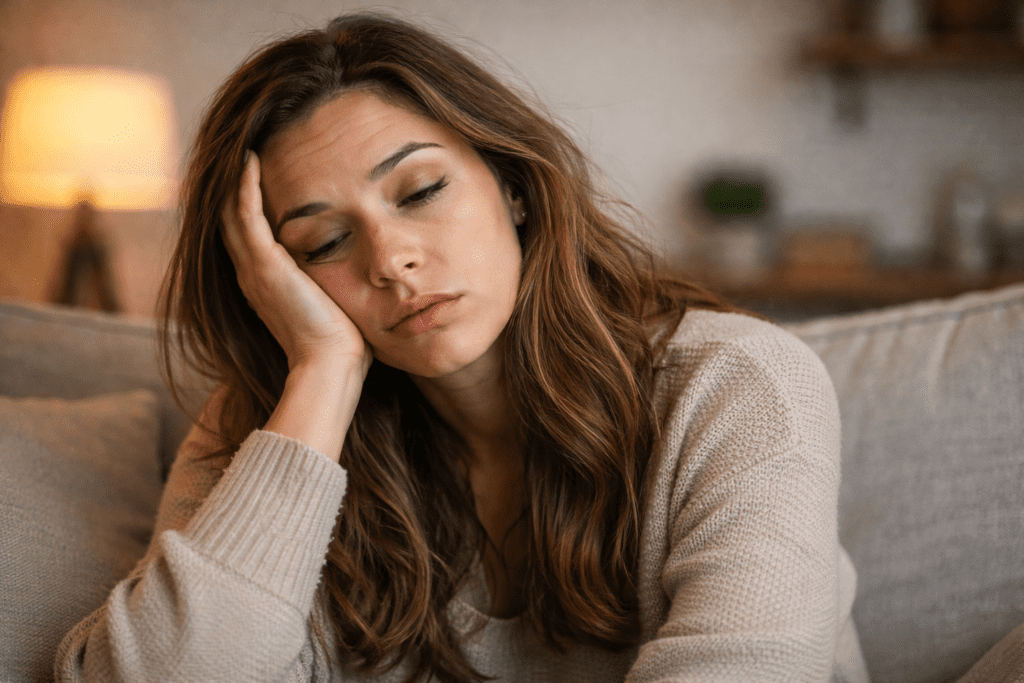 woman experiencing anxiety fatigue symptoms low energy